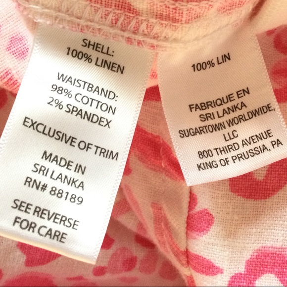 Lilly Pulitzer The Beach Pant Linen Pink White XXS - Picture 8 of 10